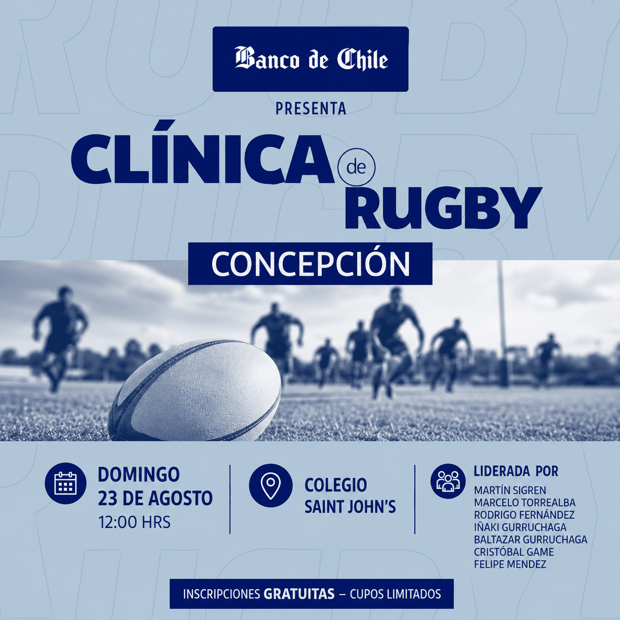 BANCO DE CHILE PRESENTA: CLINICA DE RUGBY CONCEPCIÓN image}